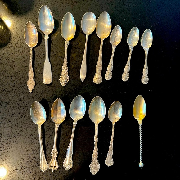 Huge Lot of Antique and Souvenir Sterling Silver Spoons - Picture 1 of 16